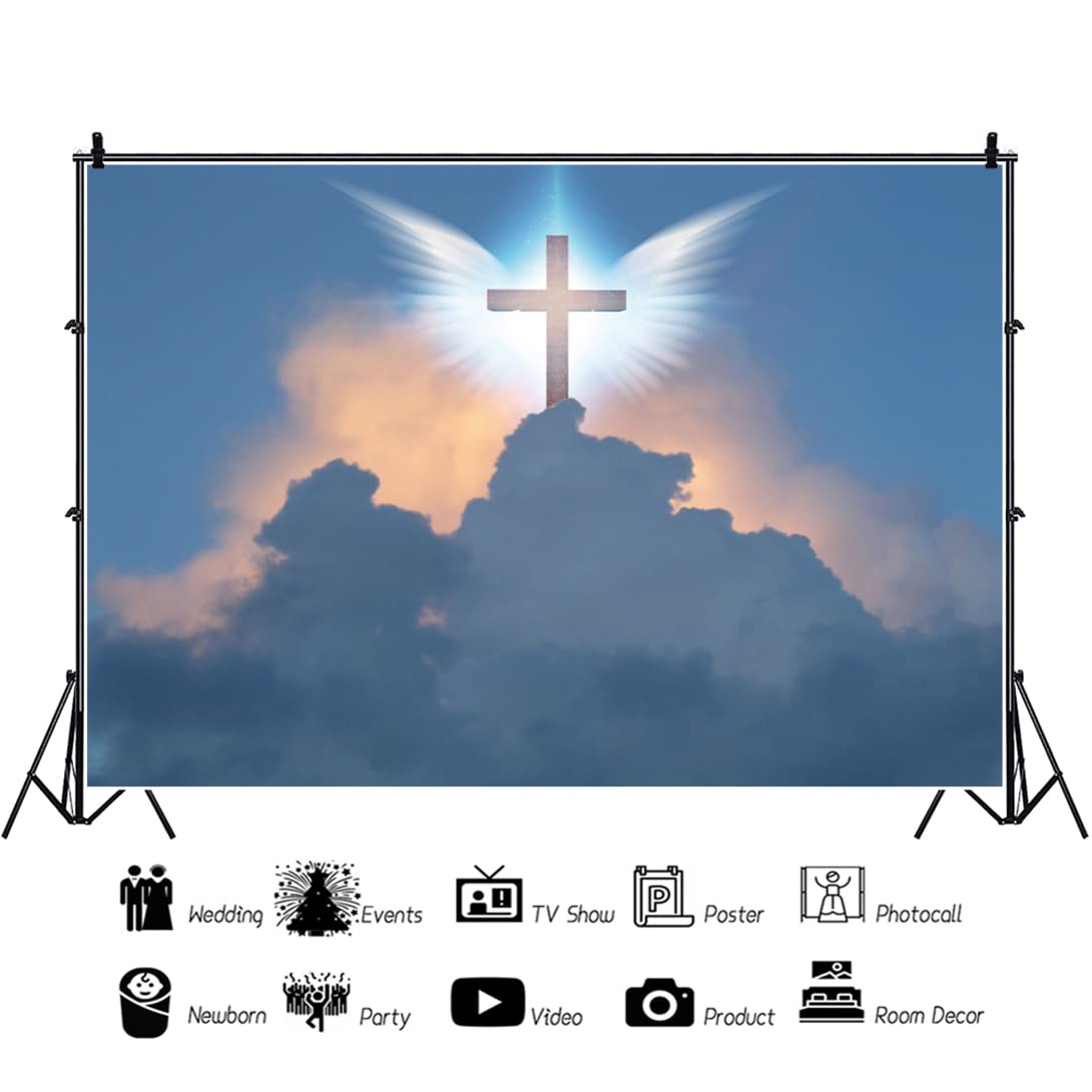 Amazon.co.jp: DORCEV 8x6フィート イエス クロス 背景 天使の翼 背景